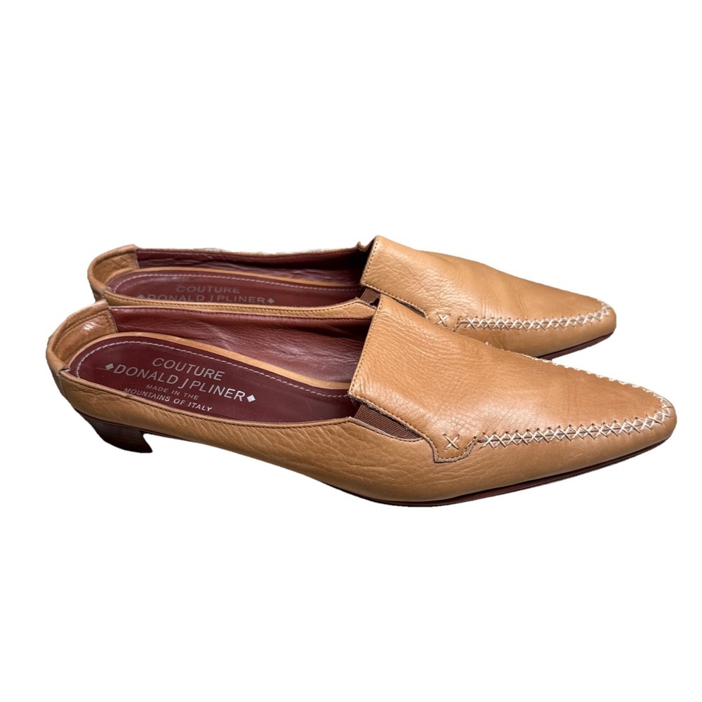 DONALD J PLINER Couture Tan Leather Shara Mule Slip On Women Size 8 M Made Italy